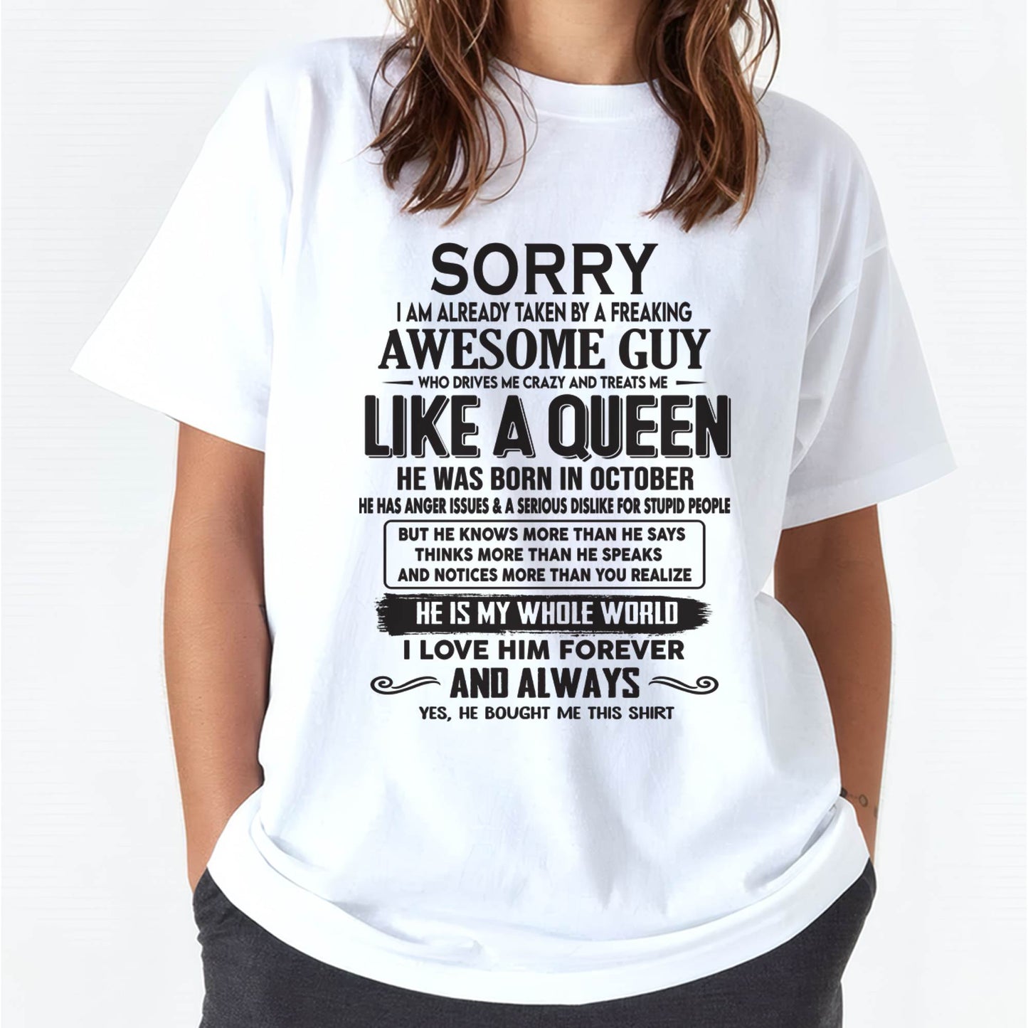 October - Sorry I am already taken by a freaking awesome guy - Gift for Wife From Husband - TLEE10 (SKU08-25-10)