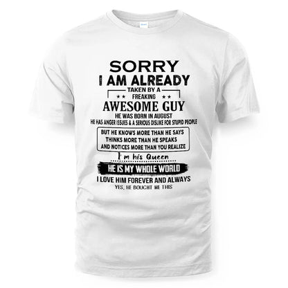 August - Awesome Boyfriend Born In August- Special gift for your Girlfriend - From Husband TLEE08 (SKUT08-11-08)