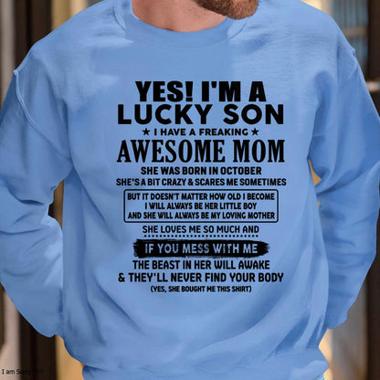 October - I am Lucky Son - Gift For Son From Mom - TLEE10 - (SKU-T1206LMS-10)