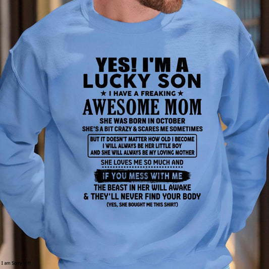 October - I am Lucky Son - Gift For Son From Mom - TLEE10 - (SKU-T1206LMS-10)