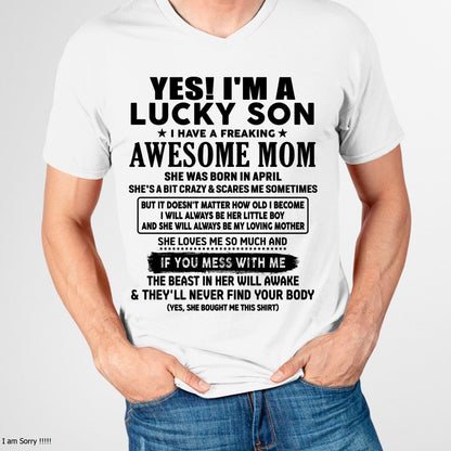 April - I am Lucky Son - Gift For Son From Mom - TLEE04 - (SKU-T1206LMS-04)