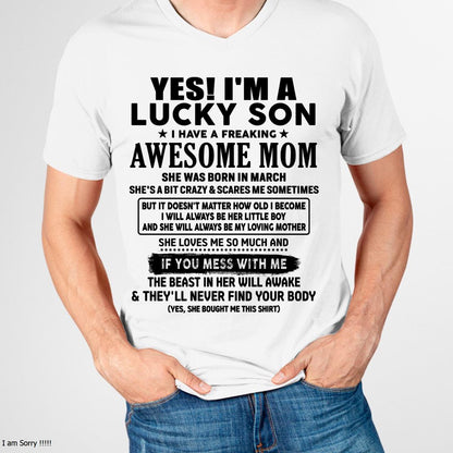 March - I am Lucky Son - Gift For Son From Mom - TLEE03 - (SKU-T1206LMS-03)