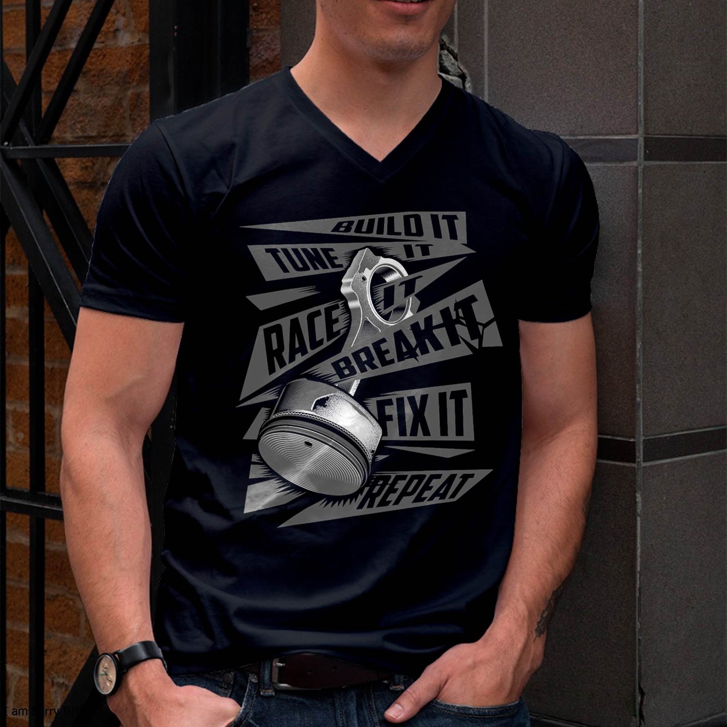 Funny Build It Tune It Race It Break It Fix It Repeat T-Shirt - Gift For Mechanic - TLEE (SKUM08-D05)