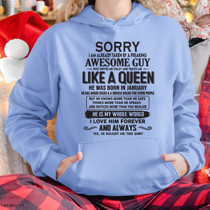 January - Sorry I am already taken by a freaking awesome guy - Gift for Wife From Husband - TLEE01 (SKU08-25-01)