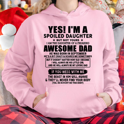 September - I'm Spoiled Daughter - Gift for Daughter from Dad - TLEE09 (SKU-TDD1206-09)