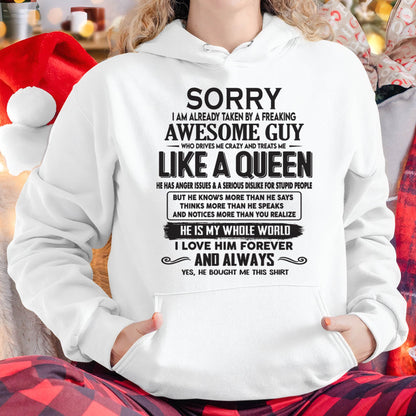 Sorry I am already taken by a freaking awesome guy - Gift for Wife From Husband - TLEE00 (SKU08-25-00)