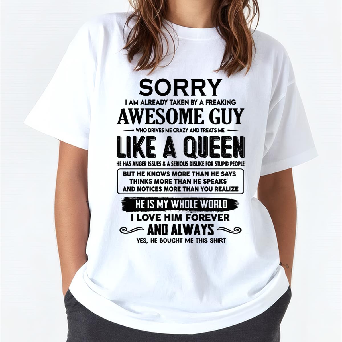 Sorry I am already taken by a freaking awesome guy - Gift for Wife From Husband - TLEE00 (SKU-SRG-00)