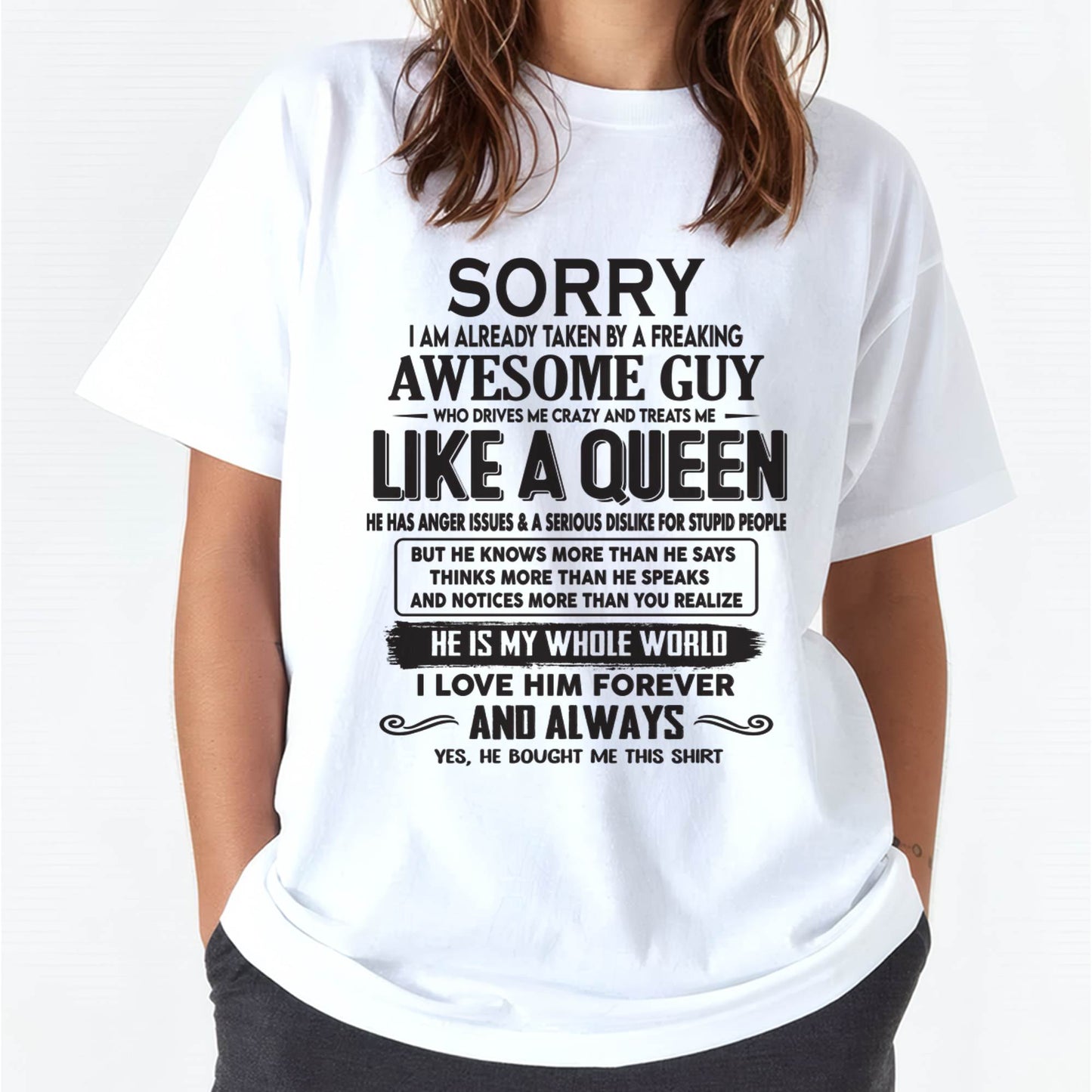 Sorry I am already taken by a freaking awesome guy - Gift for Wife From Husband - TLEE00 (SKU08-25-00)