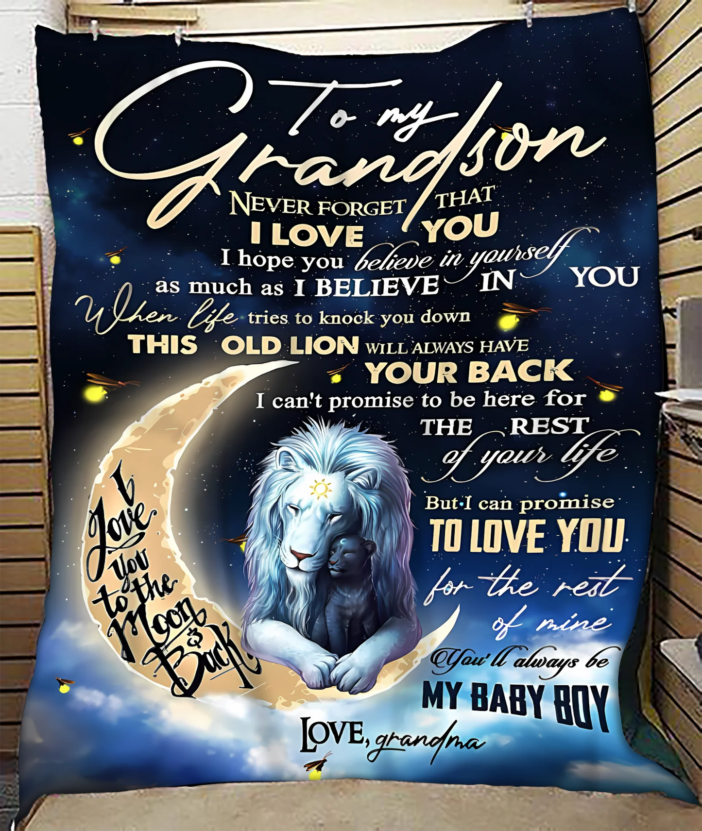 BLANKET FOR GRANDSON – COMFORT & WARMTH GIFT FROM GRANDMA  Sherpa Fleece Quilt Blanket NTTD00 (SKU-CHAU-B19)