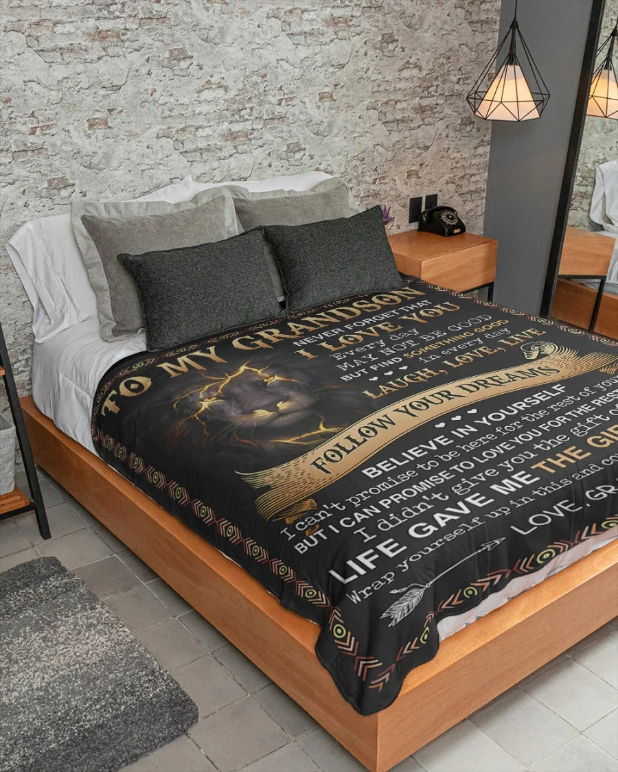 BLANKET FOR GRANDSON – COMFORT & WARMTH GIFT FROM GRANDMA  Sherpa Fleece Quilt Blanket NTTD00 (SKUB09-43)