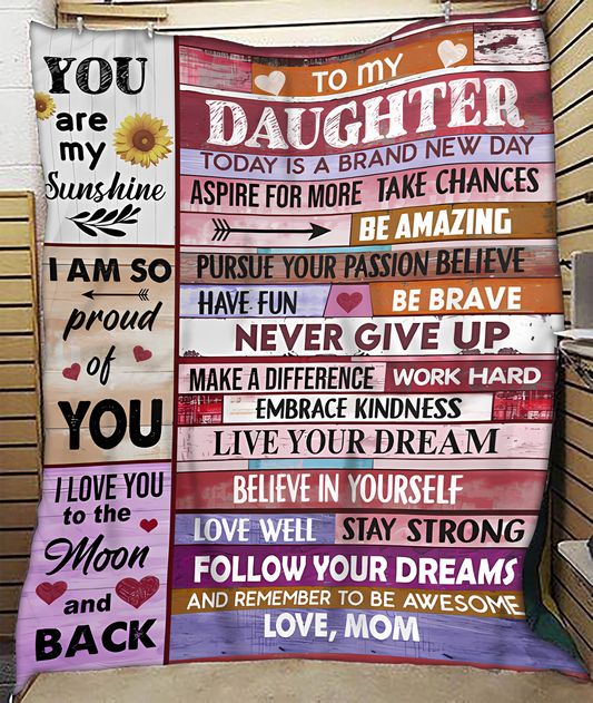 BLANKET FOR DAUGHTER – COMFORT & WARMTH GIFT FROM MOM Sherpa Fleece Quilt Blanket NTTD00 (SKUB-BLK-MOMD2)