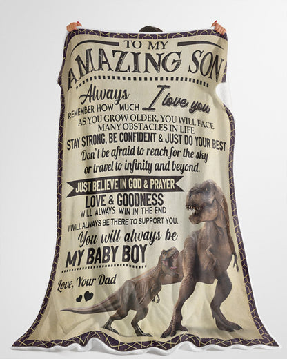 BLANKET FOR SON – COMFORT & WARMTH GIFT FROM DAD Sherpa Fleece Quilt Blanket NTTD00 (SKUB-BLK-DADS2)