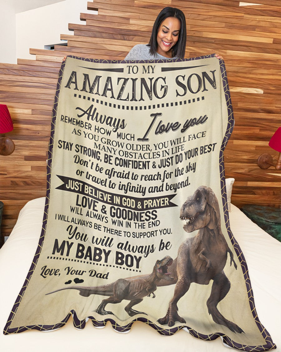 BLANKET FOR SON – COMFORT & WARMTH GIFT FROM DAD Sherpa Fleece Quilt Blanket NTTD00 (SKUB-BLK-DADS2)