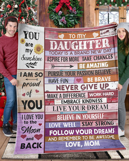 BLANKET FOR DAUGHTER – COMFORT & WARMTH GIFT FROM MOM Sherpa Fleece Quilt Blanket NTTD00 (SKUB-BLK-MOMD2)