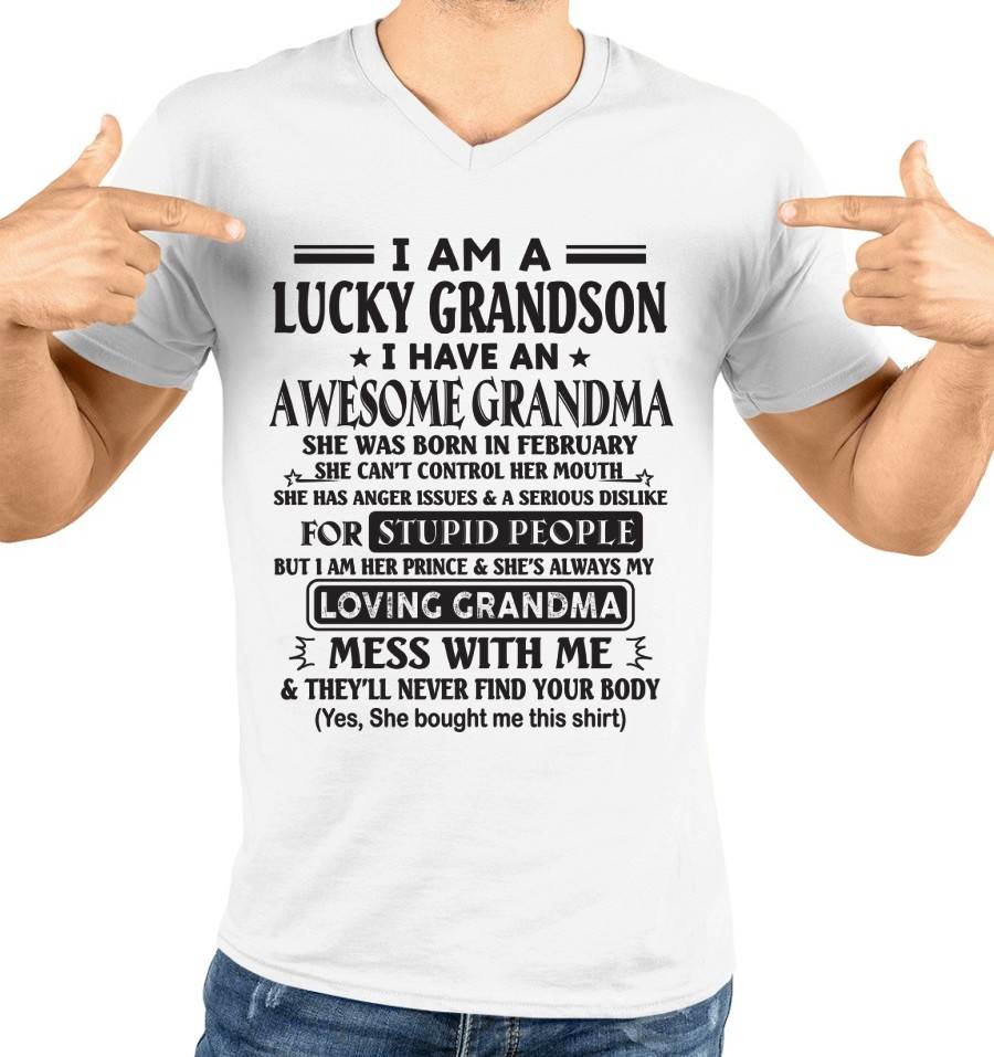 FEBRUARY - I AM A LUCKY GRANDSON I HAVE AN AWESOME GRANDMA - FROM GRANDMA - TLEE02 (SKU12-40-02)