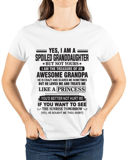 A SPECIAL SHIRT FOR MY GRANDDAUGHTER , LOVED LIKE A PRINCESS BY GRANDPA - FROM GRANDPA - TLEE00 (SKU10-119-00)