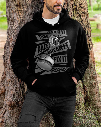 Funny Build It Tune It Race It Break It Fix It Repeat T-Shirt - Gift For Mechanic - TLEE (SKUM08-D05)