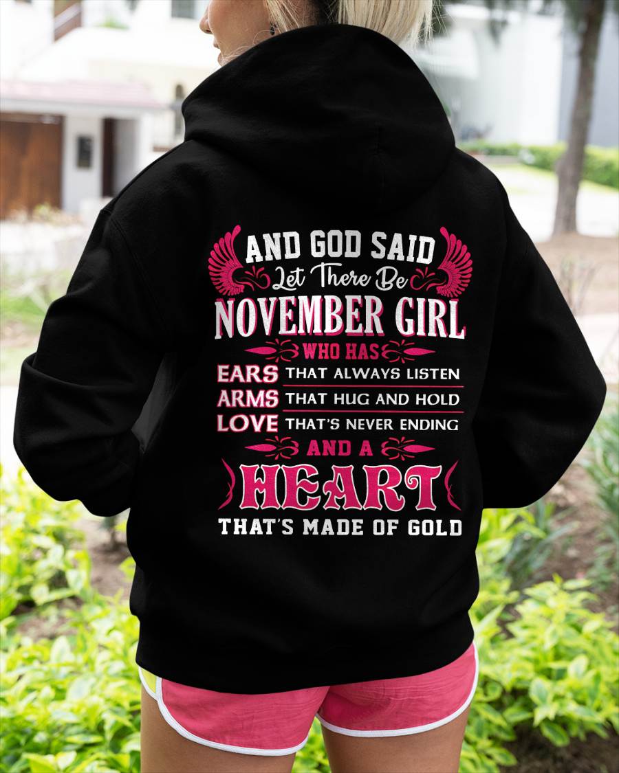 NOVEMBER GIRL – EARS THAT LISTEN ARMS THAT HUG LOVE NEVER ENDING HEART OF GOLD - FOR WOMEN - TLEE11 (SKU09-75-11)