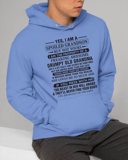 YES, I AM A SPOILED GRANDSON BUT NOT YOURS I AM THE PROPERTY OF A FREAKING AWESOME GRUMPY OLD GRANDMA - FROM GRANDMA - TLEE00 (SKU10-171-00)