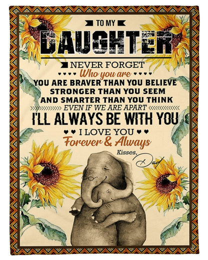 Elephant Blanket Love Your Dad Blanket - Gift For Daughter From Dad