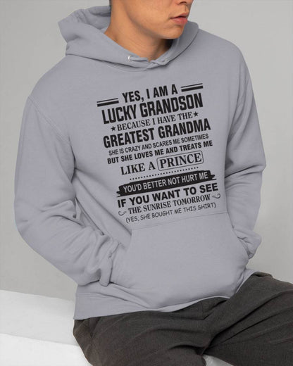 YES, I AM A LUCKY GRANDSON BECAUSE I HAVE THE GREATEST GRANDMA - FROM GRANDMA - TLEE00 (SKU10-84-00)