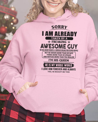 Sorry I Am Already Taken By A Freaking Awes Some Guy - Gift For Your Girlfriend, Wife From Husband - TLEE00 (SKU07-177-00)
