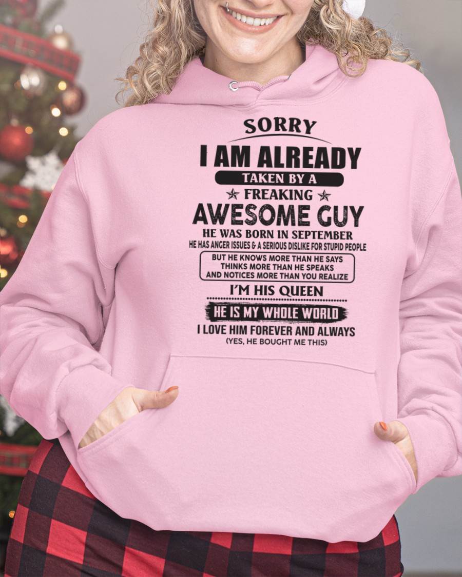 September - Sorry I Am Already Taken By A Freaking Awes Some Guy - Gift For Your Girlfriend, Wife From Husband - TLEE09 (SKU07-177-09)