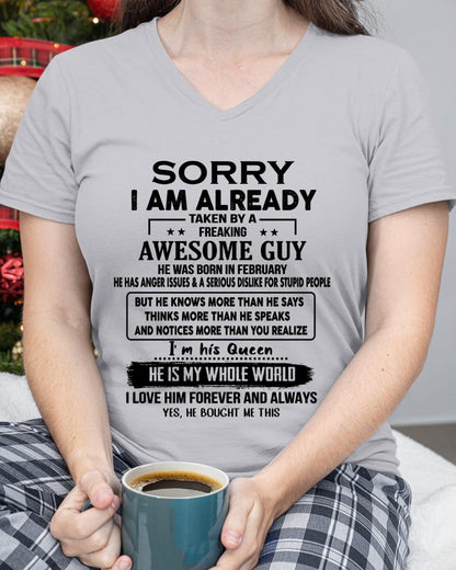 February - Awesome Boyfriend Born In February- Special gift for your Girlfriend - From Husband TLEE02 (SKUT08-11-02)