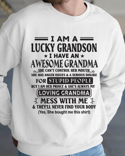 I AM A LUCKY GRANDSON I HAVE AN AWESOME GRANDMA - FROM GRANDMA - TLEE00 (SKU12-40-00)