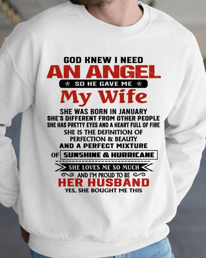 JANUARY - GOD KNEW I NEEDED AN ANGEL SO HE GAVE ME MY WIFE - FROM WIFE - TLEE01 (SKU26T-01-54-01)