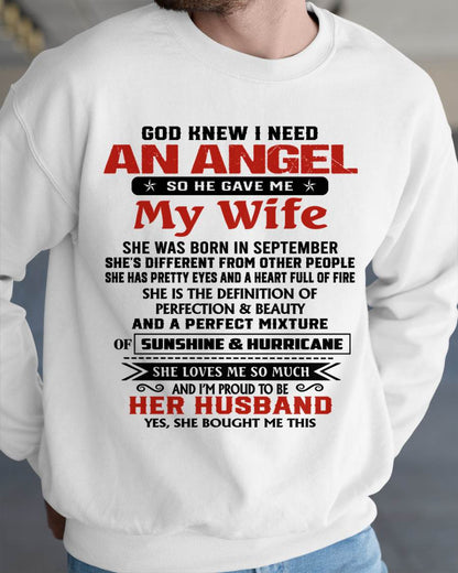 SEPTEMBER - GOD KNEW I NEEDED AN ANGEL SO HE GAVE ME MY WIFE - FROM WIFE - TLEE09 (SKU26T-01-54-09)