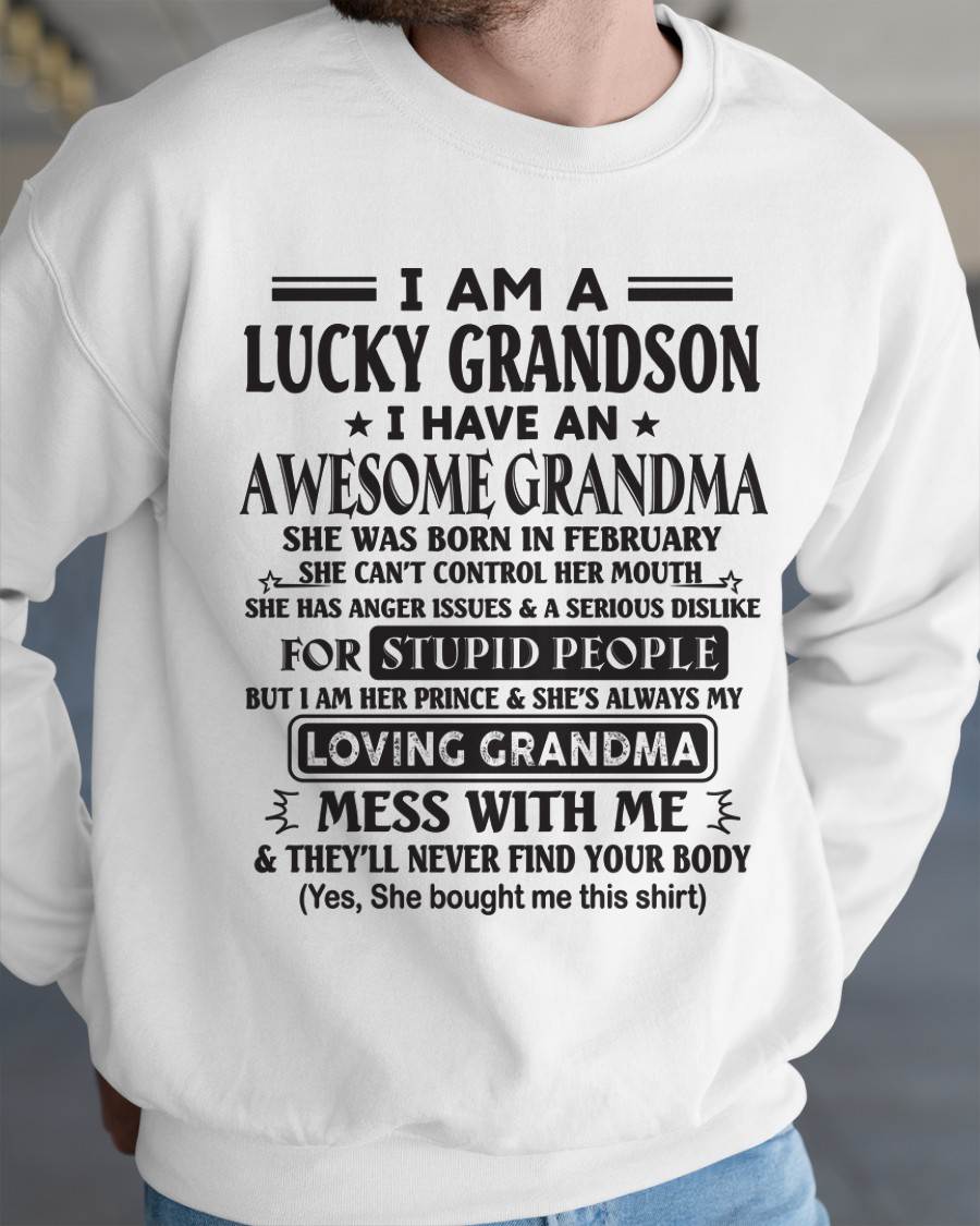 FEBRUARY - I AM A LUCKY GRANDSON I HAVE AN AWESOME GRANDMA - FROM GRANDMA - TLEE02 (SKU12-40-02)