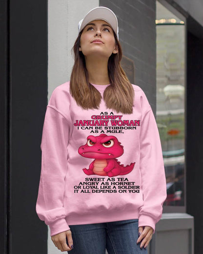 JANUARY - AS A GRUMPY JANUARY WOMAN I CAN BE STUBBORN AS A MULE - FOR WOMEN - TLEE01 (SKU09-31-01)