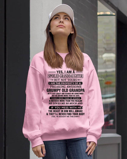 YES, I AM A SPOILED GRANDDAUGHTER BUT NOT YOURS I AM THE PROPERTY OF A FREAKING AWESOME GRUMPY OLD GRANDPA - FROM GRANDPA - TLEE00 (SKU10-177-00)