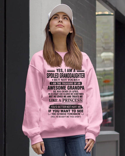 APRIL - A SPECIAL SHIRT FOR MY GRANDDAUGHTER , LOVED LIKE A PRINCESS BY GRANDPA - FROM GRANDPA - TLEE04 (SKU10-119-04)