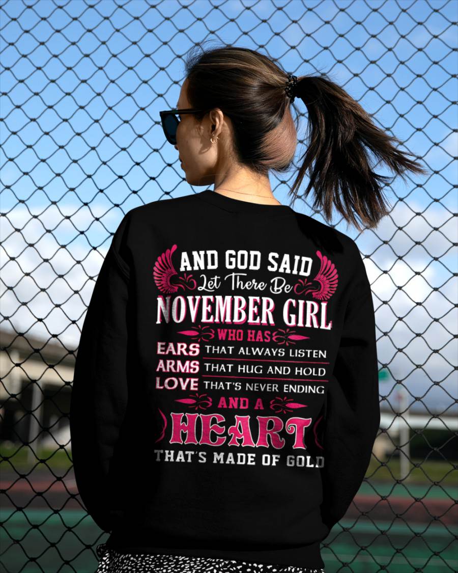 NOVEMBER GIRL – EARS THAT LISTEN ARMS THAT HUG LOVE NEVER ENDING HEART OF GOLD - FOR WOMEN - TLEE11 (SKU09-75-11)