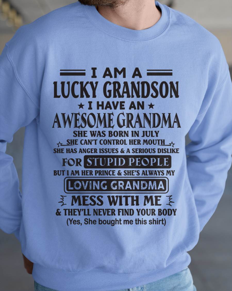 JULY - I AM A LUCKY GRANDSON I HAVE AN AWESOME GRANDMA - FROM GRANDMA - TLEE07 (SKU12-40-07)
