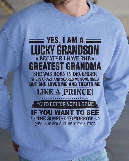 DECEMBER - YES, I AM A LUCKY GRANDSON BECAUSE I HAVE THE GREATEST GRANDMA - FROM GRANDMA - TLEE12 (SKU10-84-12)