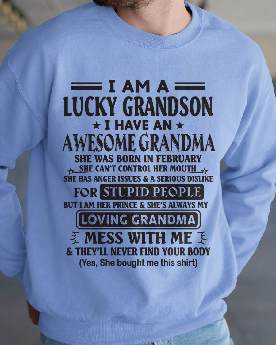 FEBRUARY - I AM A LUCKY GRANDSON I HAVE AN AWESOME GRANDMA - FROM GRANDMA - TLEE02 (SKU12-40-02)