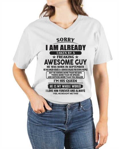 September - Sorry I Am Already Taken By A Freaking Awesome Guy - Gift From Husband - TLEE09 (SKU07-177-09)