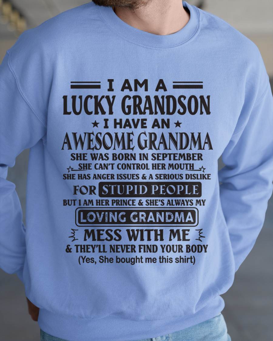 SEPTEMBER - I AM A LUCKY GRANDSON I HAVE AN AWESOME GRANDMA - FROM GRANDMA - TLEE09 (SKU12-40-09)