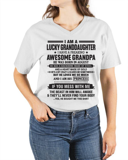 AUGUST - I AM A LUCKY GRANDDAUGHTER  I HAVE A FREAKING AWESOME GRANDPA - FROM GRANDPA - TLEE08 (SKU11-122-08)