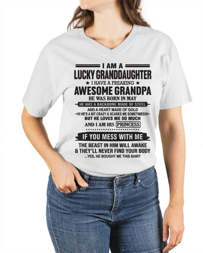 MAY - I AM A LUCKY GRANDDAUGHTER  I HAVE A FREAKING AWESOME GRANDPA - FROM GRANDPA - TLEE05 (SKU11-122-05)
