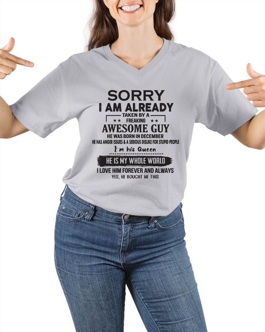 December - Sorry I Am Already Taken By A Freaking Awesome Guy - Gift From Husband - TLEE12 (SKU07-145-12)