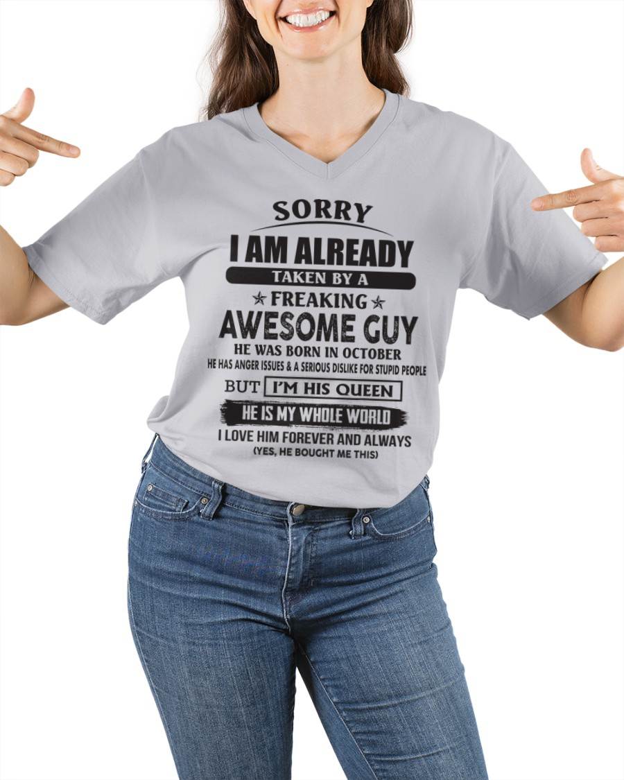 October - Sorry I Am Already Taken By A Freaking Awesome Guy - Gift From Husband - TLEE10 (SKU07-173-10)