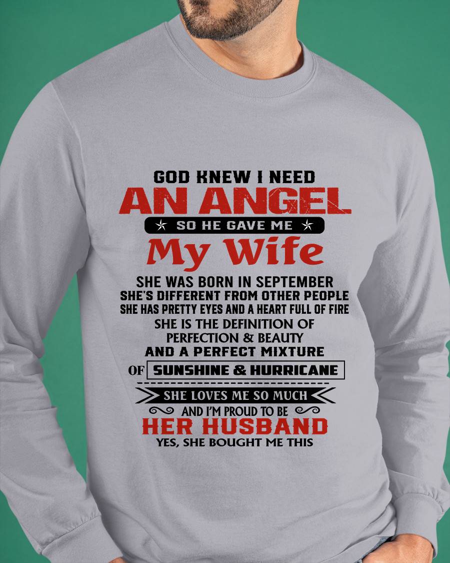 SEPTEMBER - GOD KNEW I NEEDED AN ANGEL SO HE GAVE ME MY WIFE - FROM WIFE - TLEE09 (SKU26T-01-54-09)