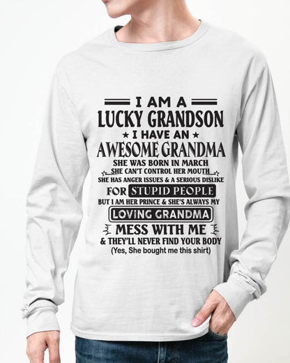 MARCH - I AM A LUCKY GRANDSON I HAVE AN AWESOME GRANDMA - FROM GRANDMA - TLEE03 (SKU12-40-03)