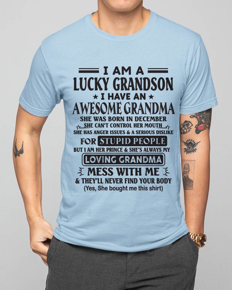 DECEMBER - I AM A LUCKY GRANDSON I HAVE AN AWESOME GRANDMA - FROM GRANDMA - TLEE12 (SKU12-40-12)