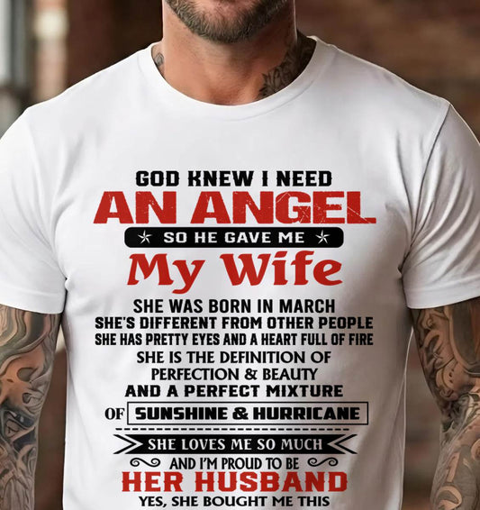 MARCH - GOD KNEW I NEEDED AN ANGEL SO HE GAVE ME MY WIFE - FROM WIFE - TLEE03 (SKU26T-01-54-03)