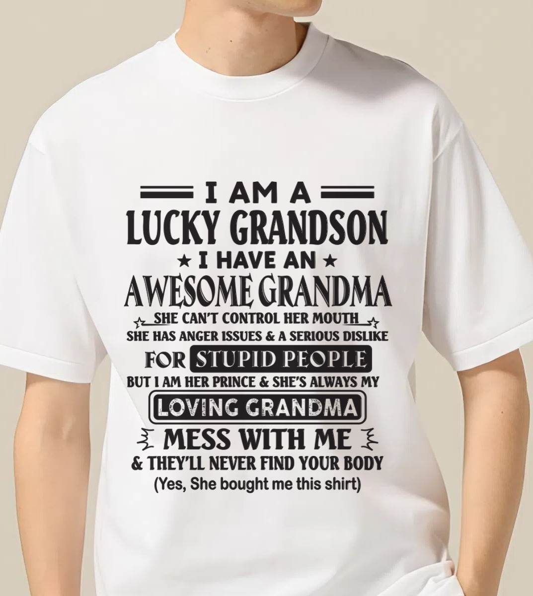 I AM A LUCKY GRANDSON I HAVE AN AWESOME GRANDMA - FROM GRANDMA - TLEE00 (SKU12-40-00)